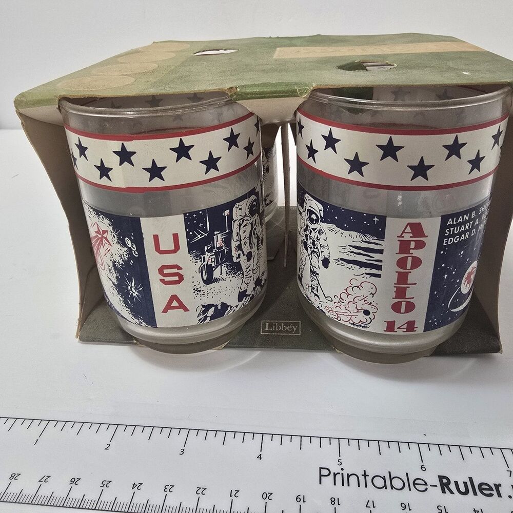 VINTAGE Apollo 14 NASA Moon Landing Libbey 4" Drinking Juice Glass